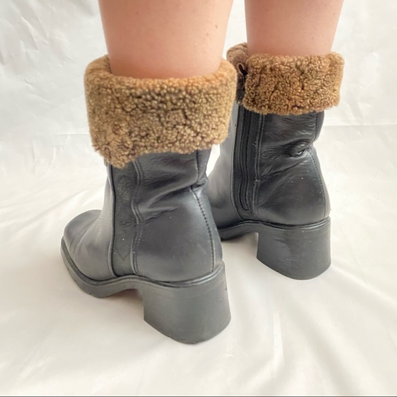 Anfibio size 7 heel leather boots - Italian made biker full grain pebble Sherpa - Picture 10 of 13